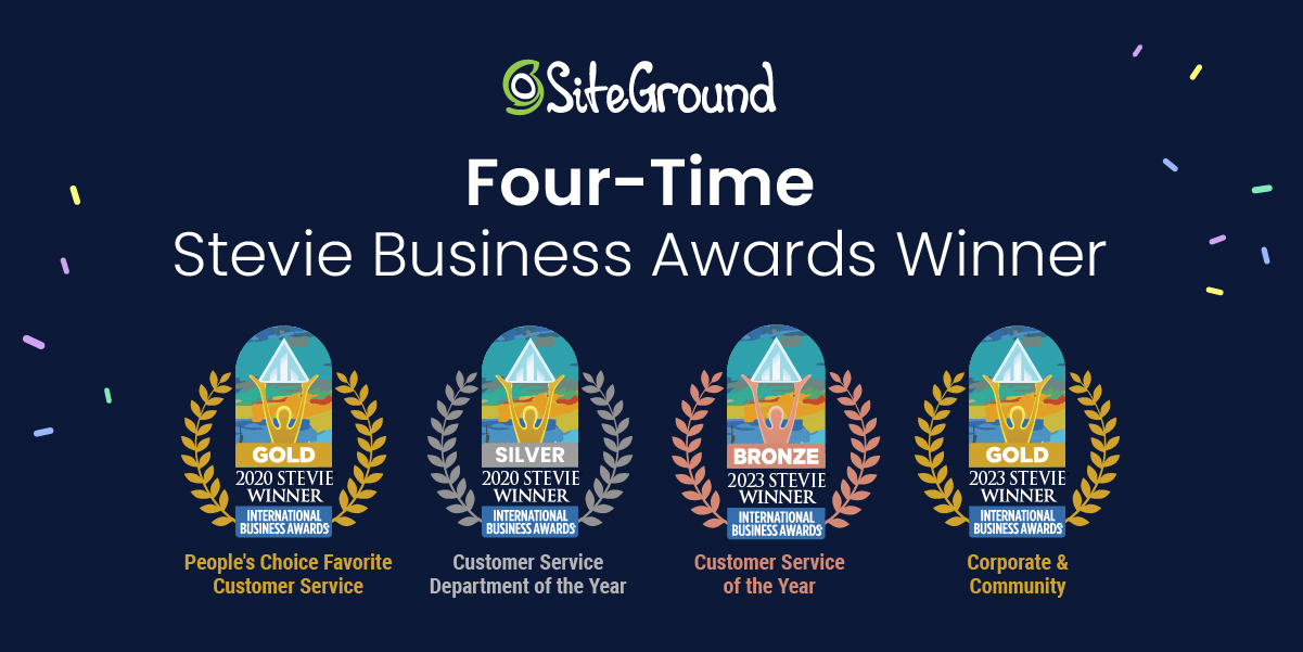 SiteGround is a four-time winner in the Stevie® International Business Awards